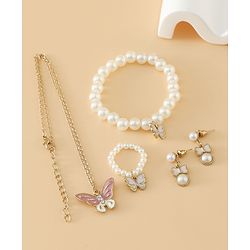 Pine Kids Free Size Beaded Jewellery Set - Off White