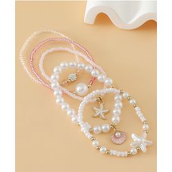 Pine Kids Free Size Bracelets & Bangles Set for Girls - White