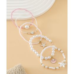 Pine Kids Free Size Bracelets & Bangles Set for Girls - White