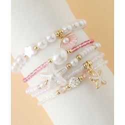 Pine Kids Free Size Bracelets & Bangles Set for Girls - White