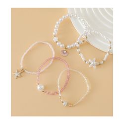 Pine Kids Free Size Bracelets & Bangles Set for Girls - White