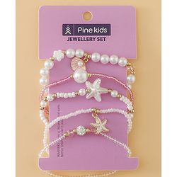 Pine Kids Free Size Bracelets & Bangles Set for Girls - White