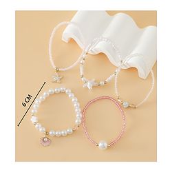 Pine Kids Free Size Bracelets & Bangles Set for Girls - White