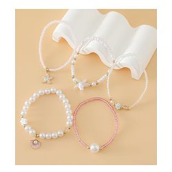 Pine Kids Free Size Bracelets & Bangles Set for Girls - White