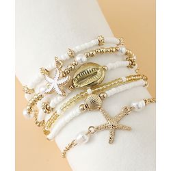 Pine Kids Free Size Bracelets & Bangles Set for Girls - Golden & White