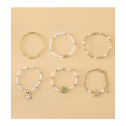 Pine Kids Free Size Bracelets & Bangles Set for Girls - Golden & White