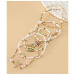 Pine Kids Free Size Bracelets & Bangles Set for Girls - Golden & White