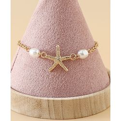 Pine Kids Free Size Bracelets & Bangles Set for Girls - Golden & White