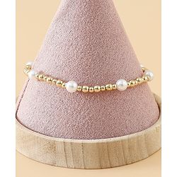 Pine Kids Free Size Bracelets & Bangles Set for Girls - Golden & White