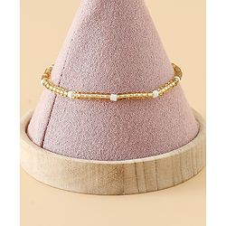 Pine Kids Free Size Bracelets & Bangles Set for Girls - Golden & White