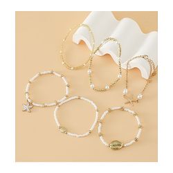 Pine Kids Free Size Bracelets & Bangles Set for Girls - Golden & White