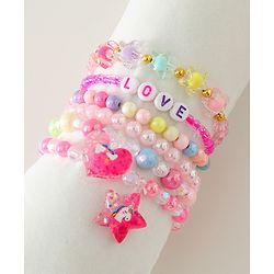 Pine Kids Free Size Bracelets & Bangles Set for Girls - Pink