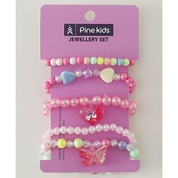 Pine Kids Free Size Bracelets & Bangles Set for Girls - Pink
