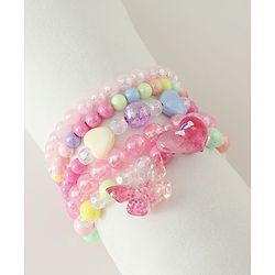 Pine Kids Free Size Bracelets & Bangles Set for Girls - Pink