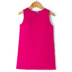 Pine Kids Woven Sleeveless Kurti & Gharara Set With Embroidery & Dupatta - Dark Pink