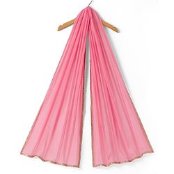 Pine Kids Woven Kurti, Pant and Dupatta with Three Fourth Sleeves and Floral Embroidery in Light Pink