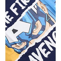 Pine Kids Marvel 100% Cotton Terry Knit Full Sleeves T-Shirt with Captain America Print - Navy Blue