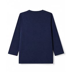 Pine Kids Marvel 100% Cotton Terry Knit Full Sleeves T-Shirt with Captain America Print - Navy Blue