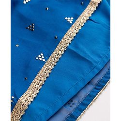 Pine Kids Woven Three Fourth Sleeves Kurti and Gharara Set with Dupatta and Dots Foil/Glitter Print in Royal Blue