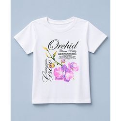 Pine Kids 100% Cotton Knit T-Shirt with Half Sleeves and Orchid Text in White