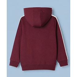 Pine Kids Cotton Mix Knit Sweatshirt with Full Sleeves and Urban Embroidery in Wine