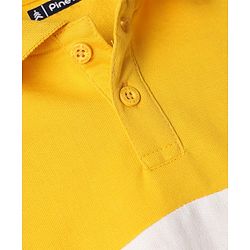 Pine Kids Cotton Mixes Knit Polo Sweatshirt with Full Sleeves and Dream Team Embroidery - Yellow