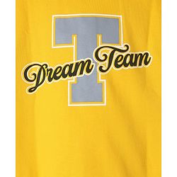 Pine Kids Cotton Mixes Knit Polo Sweatshirt with Full Sleeves and Dream Team Embroidery - Yellow
