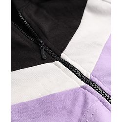 Pine Kids Cotton Mixes Knit Front Zipper Full Sleeves Hooded Sweatshirt with Cut & Sew with Kangaroo Pockets - Black & Lavender