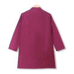 Pine Kids Woven Full Sleeves Kurta & Pyjama Set With Printed Jacket - Purple