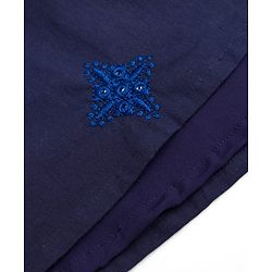 Pine Kids Woven Kurta and Pyjama Set with Full Sleeves and Star Embroidery in Navy Blue