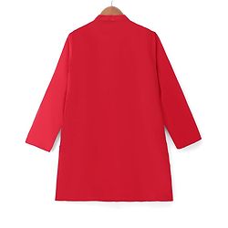 Pine Kids Woven Full Sleeves Kurta & Pajama Set With Embroidered Jacket - Red