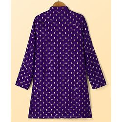 Pine Kids Woven Full Sleeves Kurta Pyjama Set with Full Length and Foil Print in Violet for 4-5 Years