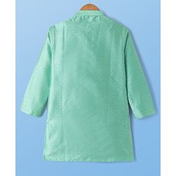 Pine Kids Woven Full Sleeves Kurta Pyjama Set With Self Texture Work - Aqua Blue
