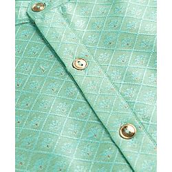 Pine Kids Woven Full Sleeves Kurta Pyjama Set With Self Texture Work - Aqua Blue
