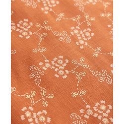 Pine Kids Woven Full Sleeves Kurta Pyjama Set with Floral Print in Light Peach