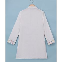 Pine Kids Woven Kurta Pyjama Set with Full Sleeves Jacket and Chevron Sequins in White