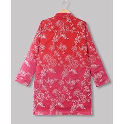 Pine Kids Woven Full Sleeves Kurta and Pyjama with Floral Print in Red for 4-5 Years