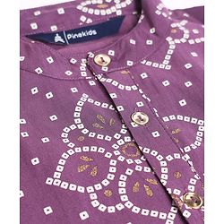 Pine Kids Woven Full Sleeves Kurta Pyjama Set with Full Length and Floral Print in Lilac for 4-5 Years