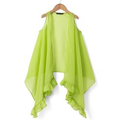 Pine Kids Woven Sleeveless Ethnic Top and Palazzo and Ethnic Jacket with Full Length and Floral Sequins in Light Green