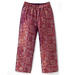 Pine Kids Woven Full Sleeves Indo western Sets Ethnic Top, Palazzo and Ethnic Jacket with Full Length and Floral Print in Dark Pink