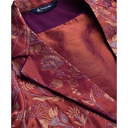 Pine Kids Woven Full Sleeves Indo western Sets Ethnic Top, Palazzo and Ethnic Jacket with Full Length and Floral Print in Dark Pink