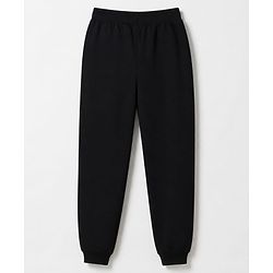 Pine Active Cotton Knit Full Length Solid Coloured Runner Printed Track Pant - Black