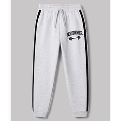 Pine Active Cotton Knit Full Length Solid Coloured Performer Printed Track Pant - Grey