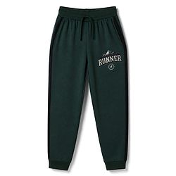 Pine Active Cotton Knit Full Length Solid Coloured Runner Printed Track Pant - Green