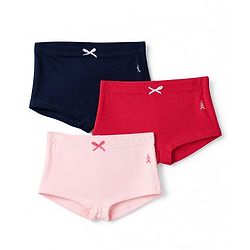 Pine Kids Cotton Mix Knit Bloomers Set With Bow Applique Pack of 3 - Red, Black & Pink