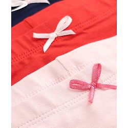 Pine Kids Cotton Mix Knit Bloomers Set With Bow Applique Pack of 3 - Red, Black & Pink