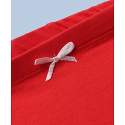 Pine Kids Cotton Mix Knit Bloomers Set With Bow Applique Pack of 3 - Red, White & Pink