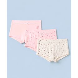 Pine Kids Cotton Knit Bloomers with Floral Print Pack of 3 - White & Pink