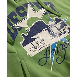 Pine Kids Cotton Mix Knit Sweatshirt with Full Sleeves and Desert Landscape Print in Light Green