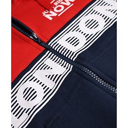 Pine Kids Cotton Mix Knit Sweatshirt with Full Sleeves and London Slogan Print in Navy Blue